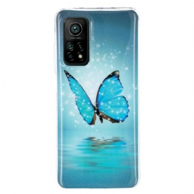 Hoesje voor Xiaomi Mi 10T / 10T Pro Fluorescerende Blauwe Vlinder