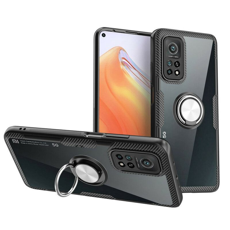 Hoesje voor Xiaomi Mi 10T / 10T Pro Koolstofvezel Metalen Ring