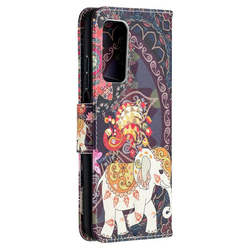 Leren Hoesje voor Xiaomi Mi 10T / 10T Pro Indische Olifanten