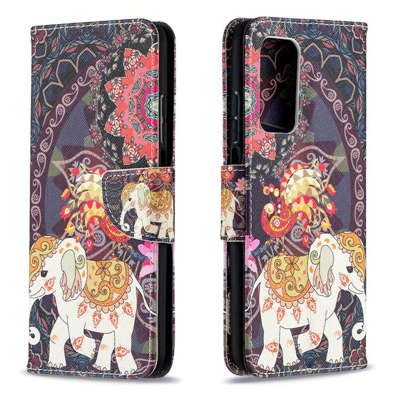 Leren Hoesje voor Xiaomi Mi 10T / 10T Pro Indische Olifanten