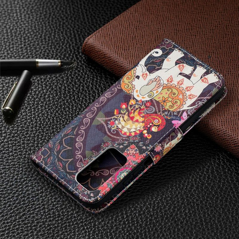 Leren Hoesje voor Xiaomi Mi 10T / 10T Pro Indische Olifanten