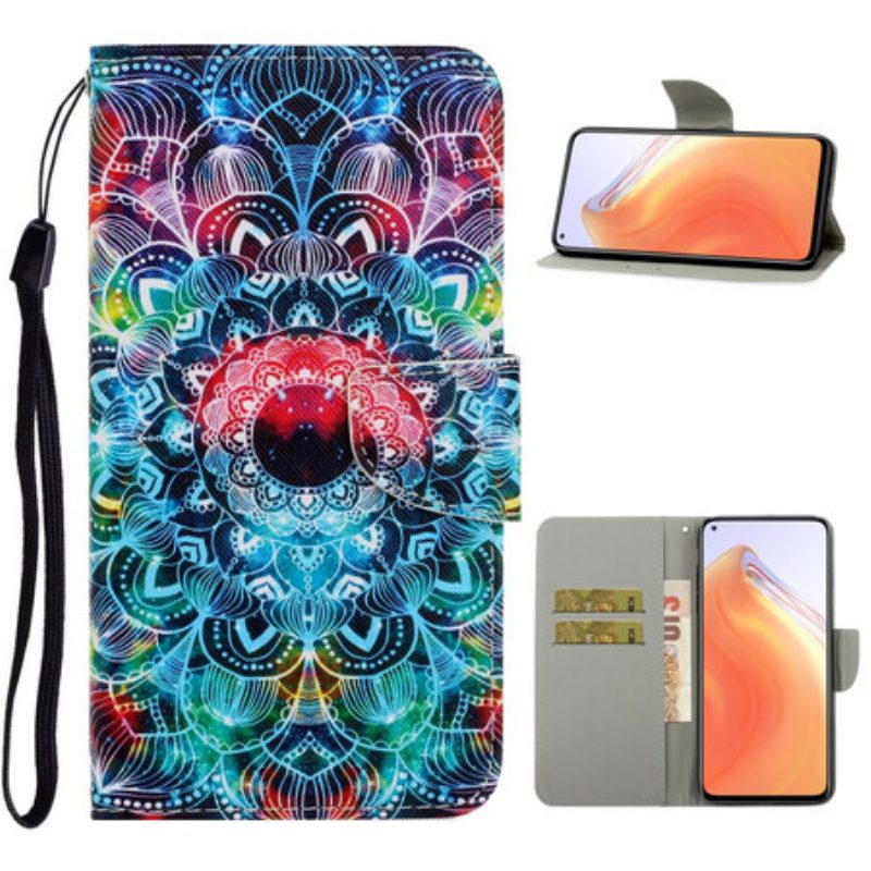 Leren Hoesje voor Xiaomi Mi 10T / 10T Pro Met Ketting Flitsende Strappy Mandala