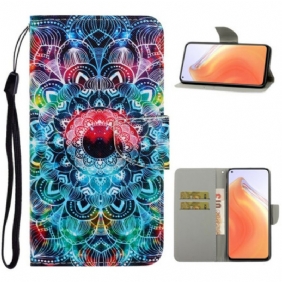 Leren Hoesje voor Xiaomi Mi 10T / 10T Pro Met Ketting Flitsende Strappy Mandala