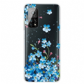 Telefoonhoesje voor Xiaomi Mi 10T / 10T Pro Boeket Van Blauwe Bloemen