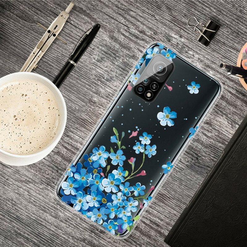 Telefoonhoesje voor Xiaomi Mi 10T / 10T Pro Boeket Van Blauwe Bloemen