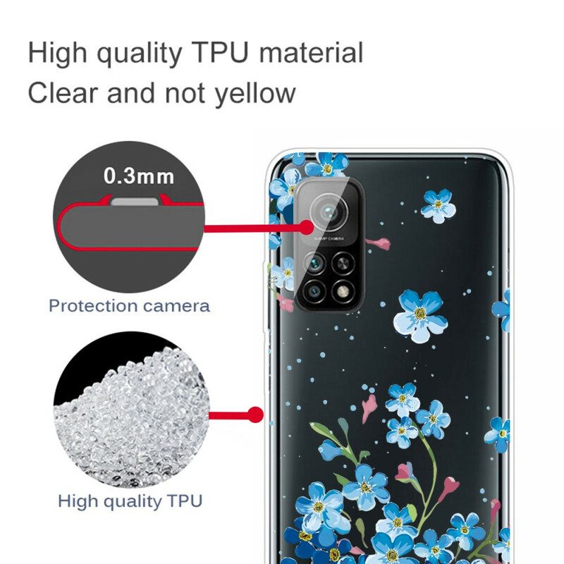 Telefoonhoesje voor Xiaomi Mi 10T / 10T Pro Boeket Van Blauwe Bloemen