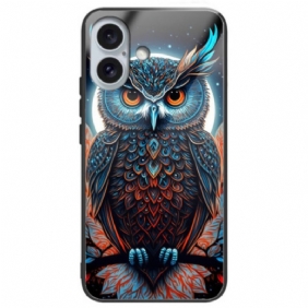 Case Hoesje iPhone 16 Plus Telefoonhoesje Artistieke Uil Van Gehard Glas