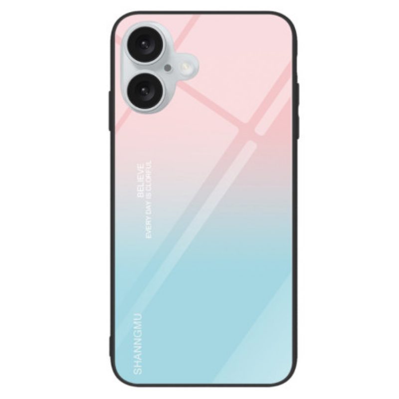 Case Hoesje iPhone 16 Plus Telefoonhoesje Gradiënt Gehard Glas Roze Blauw