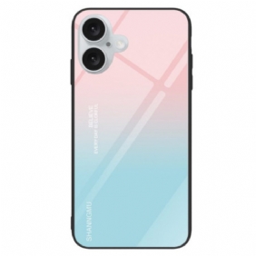 Case Hoesje iPhone 16 Plus Telefoonhoesje Gradiënt Gehard Glas Roze Blauw