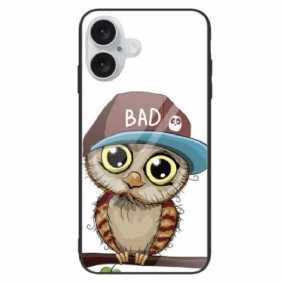 Case Hoesje iPhone 16 Plus Telefoonhoesje Slecht Chouette Gehard Glas