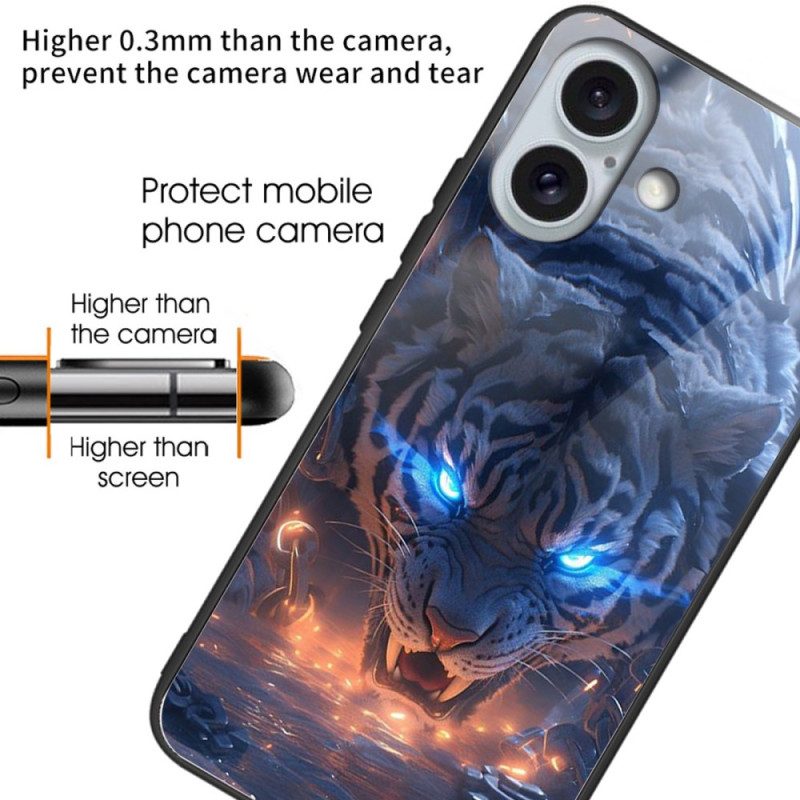 Case Hoesje iPhone 16 Plus Telefoonhoesje Tijgerbedrukt Gehard Glas