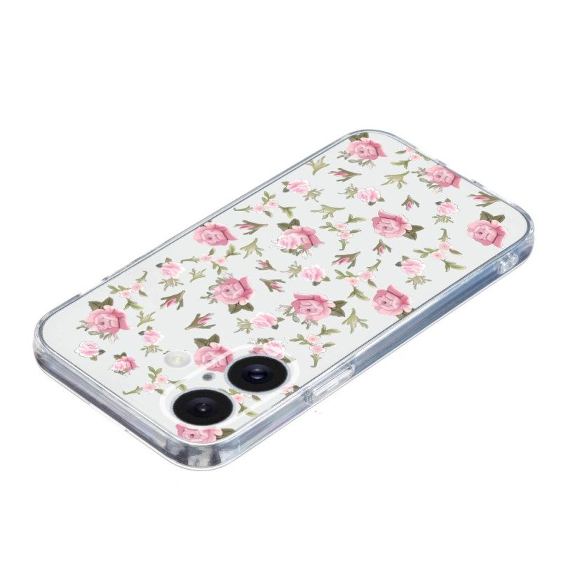 Cover Hoesje iPhone 16 Plus Telefoonhoesje Kleine Roze Bloemen