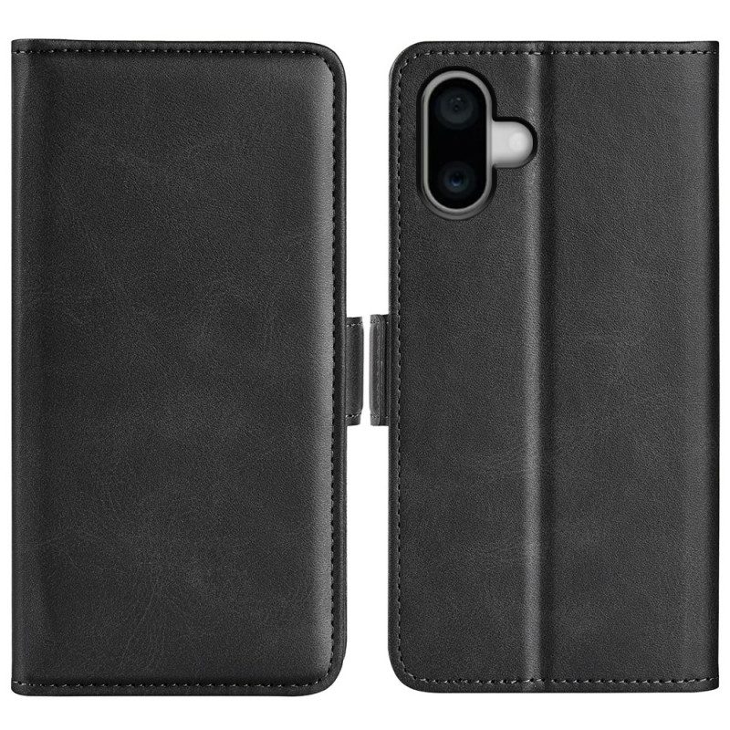 Flip Case Leren iPhone 16 Plus Dubbele Sluiting