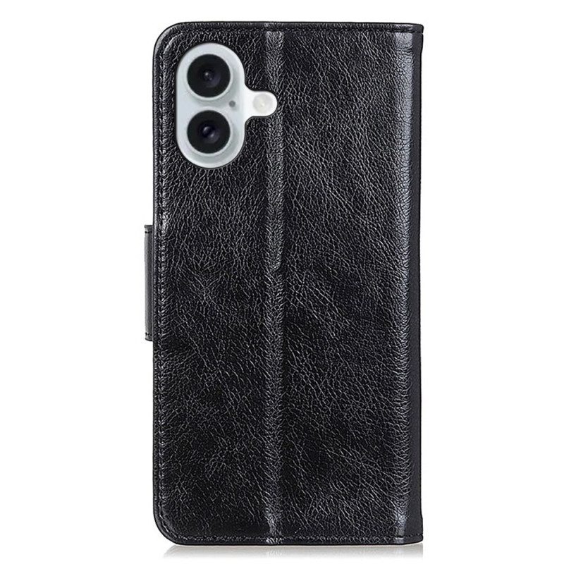 Flip Case Leren iPhone 16 Plus Nappatextuur