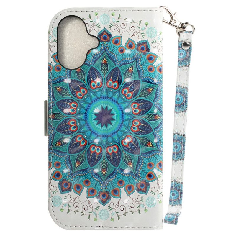 Folio-hoesje iPhone 16 Plus Groene Mandala Met Bandje