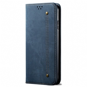 Folio-hoesje iPhone 16 Plus Jeansstof Bescherming Hoesje