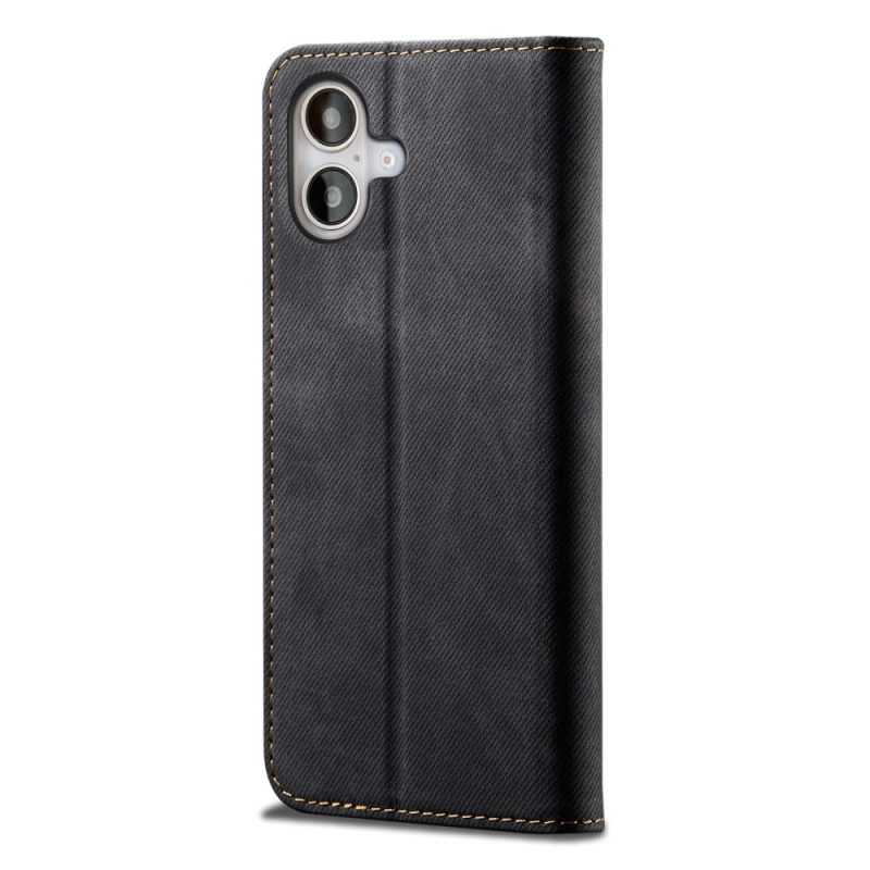 Folio-hoesje iPhone 16 Plus Jeansstof Bescherming Hoesje