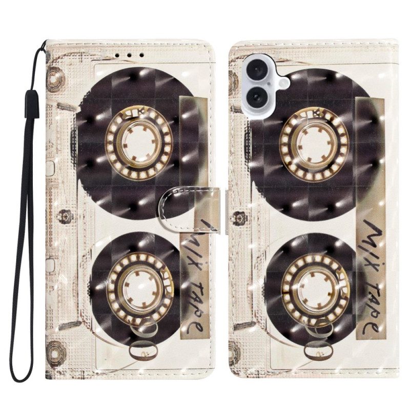 Folio-hoesje iPhone 16 Plus Telefoonhoesje Lanyardcassette