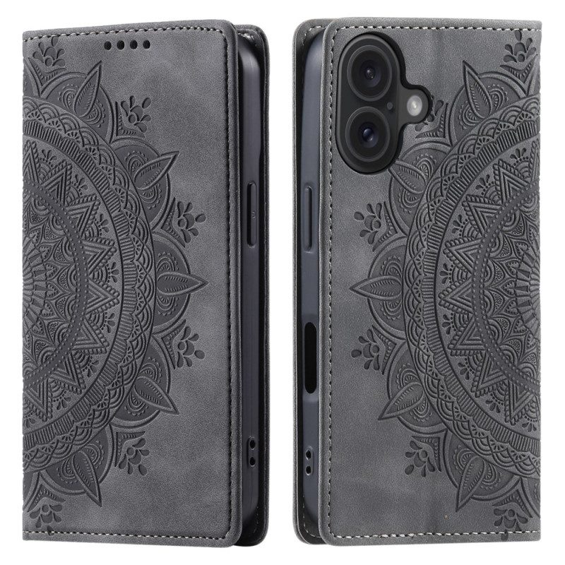 Folio-hoesje Voor iPhone 16 Plus Mandala Suède-effect