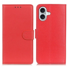 Hoesje Case iPhone 16 Plus Portemonnee Met Lychee-textuur