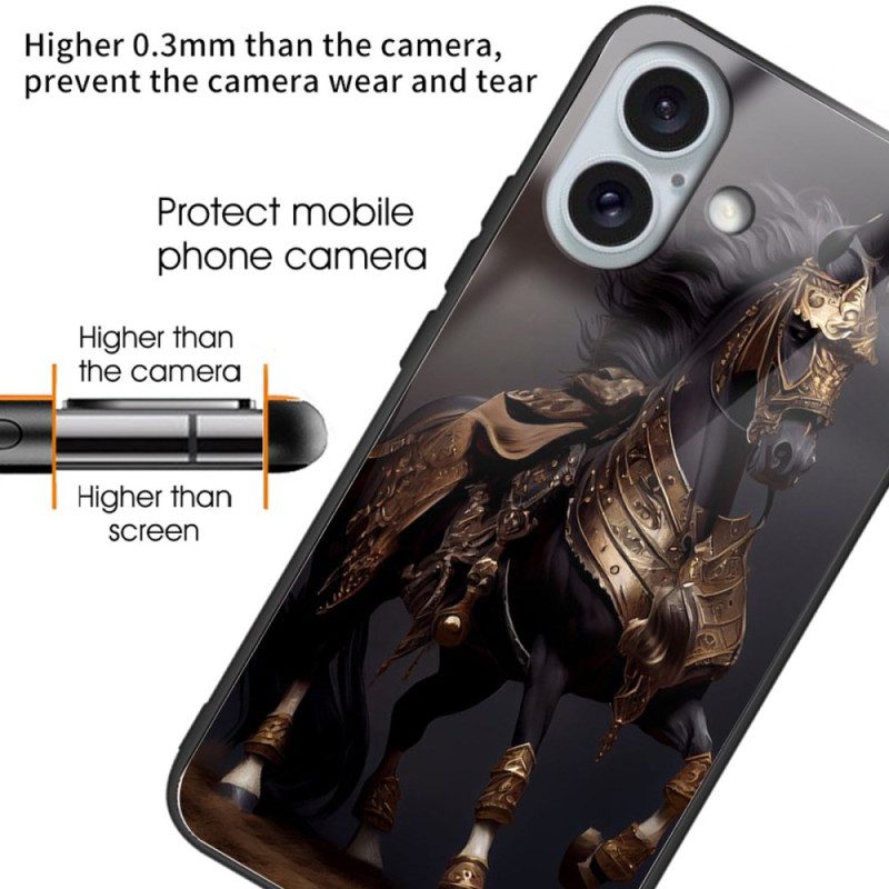 Hoesje iPhone 16 Plus Gemaskerd Paard Van Gehard Glas Bescherming Hoesje