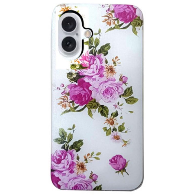 Hoesje iPhone 16 Plus Roze Bloemen Bescherming Hoesje