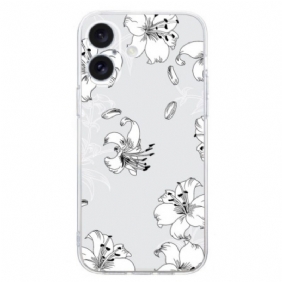 Hoesje iPhone 16 Plus Witte Bloemen