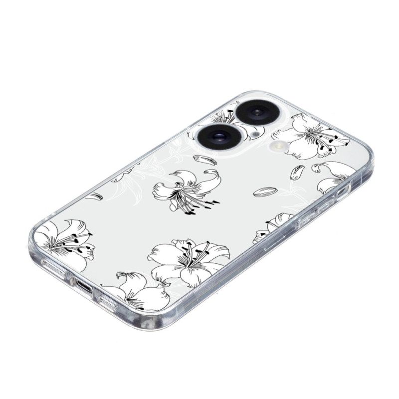 Hoesje iPhone 16 Plus Witte Bloemen