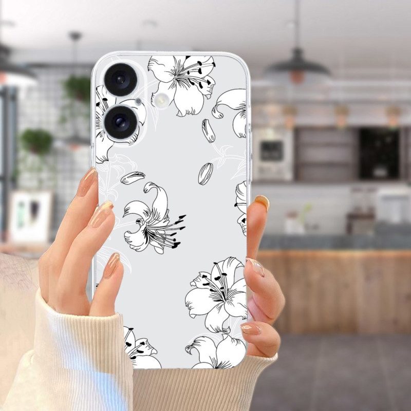 Hoesje iPhone 16 Plus Witte Bloemen