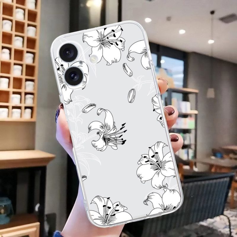 Hoesje iPhone 16 Plus Witte Bloemen