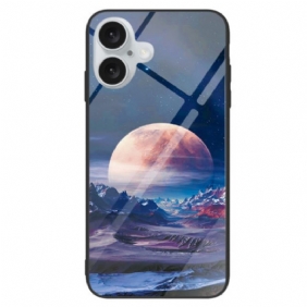 Hoesje Voor iPhone 16 Plus Wit Planeet Gehard Glas