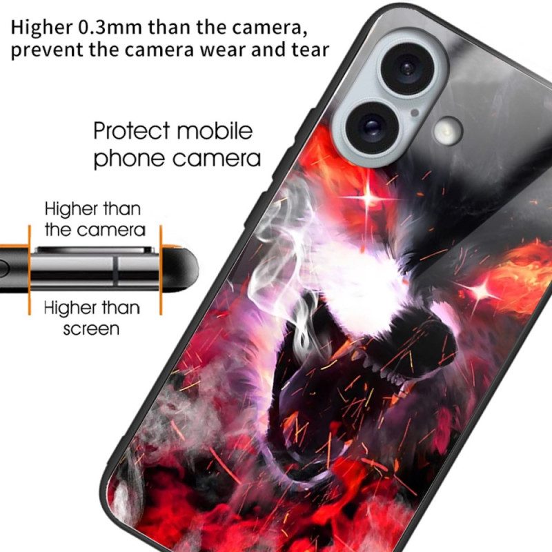 Hoesje Voor iPhone 16 Plus Woeste Wolf Gehard Glas