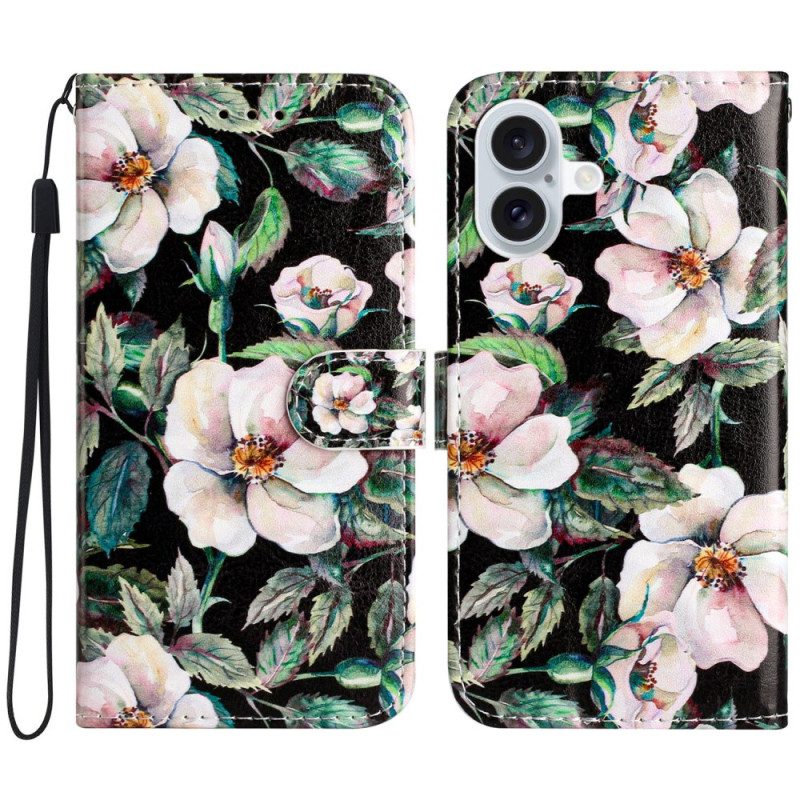 Leren Hoesje iPhone 16 Plus Band Magnolia's