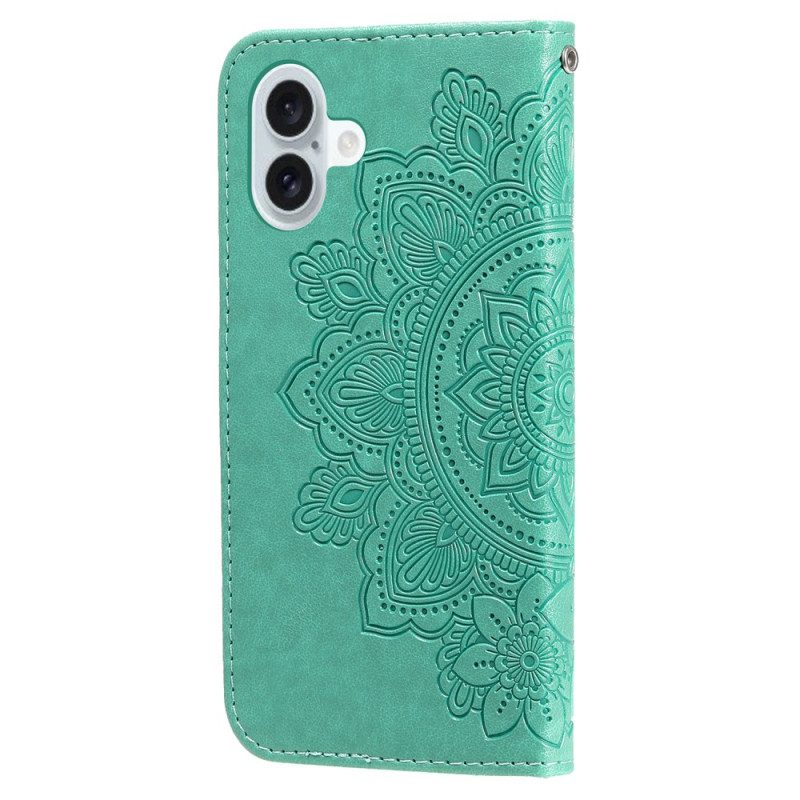 Leren Hoesje iPhone 16 Plus Mandala-print Bescherming Hoesje