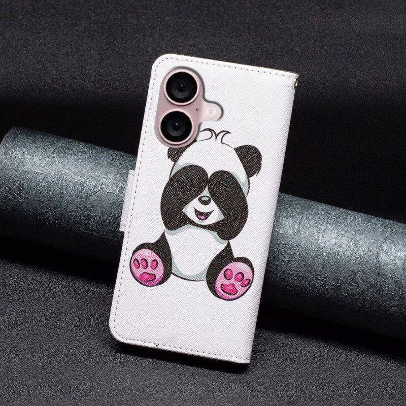 Leren Hoesje iPhone 16 Plus Panda Bescherming Hoesje