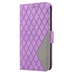 Leren Hoesje Voor iPhone 16 Plus Diamantbandpatroon