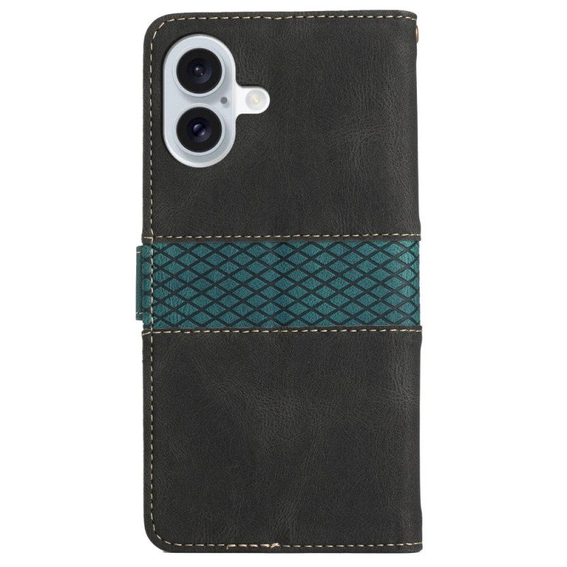 Leren Hoesje Voor iPhone 16 Plus Horizontale Strokenfries