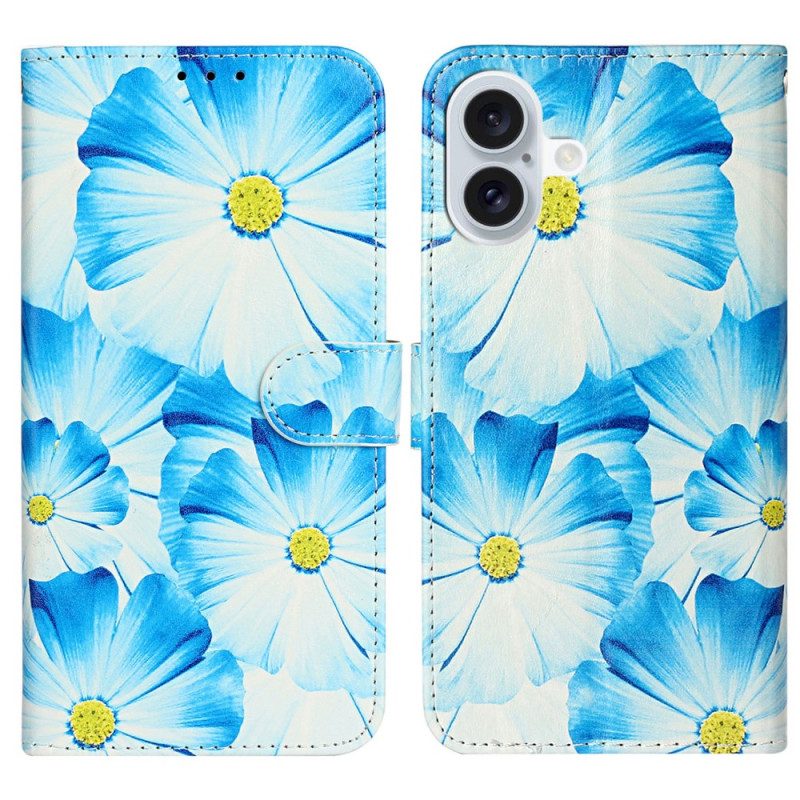 Leren Hoesje Voor iPhone 16 Plus Orchideeën