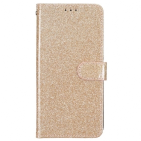 Leren Hoesje Voor iPhone 16 Plus Pailletten Met Bandjes