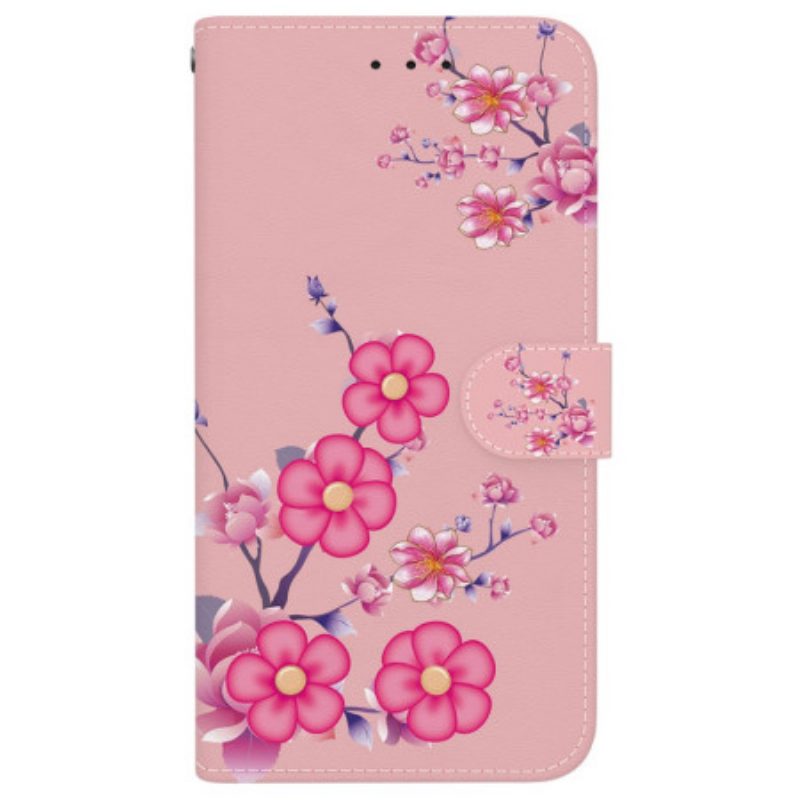 Leren Hoesje Voor iPhone 16 Plus Sakura-band