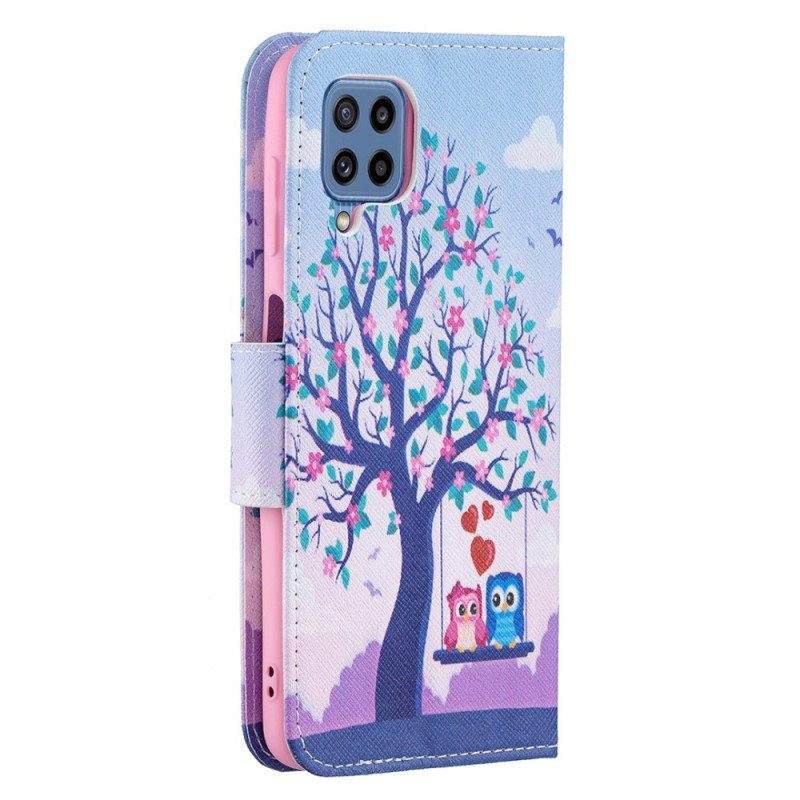 Flip Case voor Samsung Galaxy M32 Uilen Op De Schommel