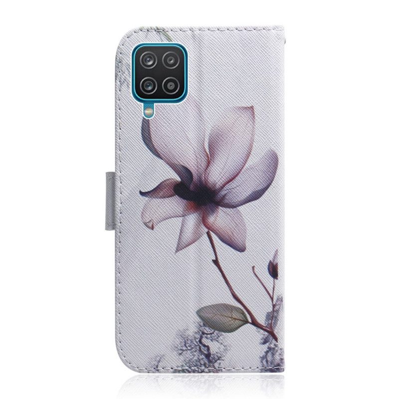 Folio-hoesje voor Samsung Galaxy M32 Bloem Stoffig Roze