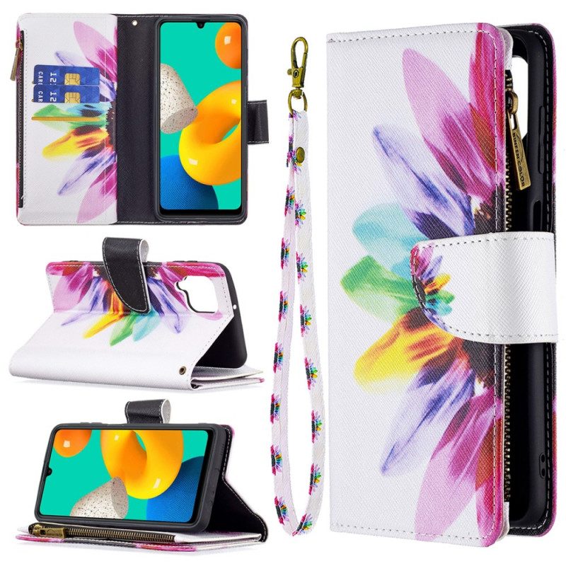 Folio-hoesje voor Samsung Galaxy M32 Bloemzak Met Ritssluiting