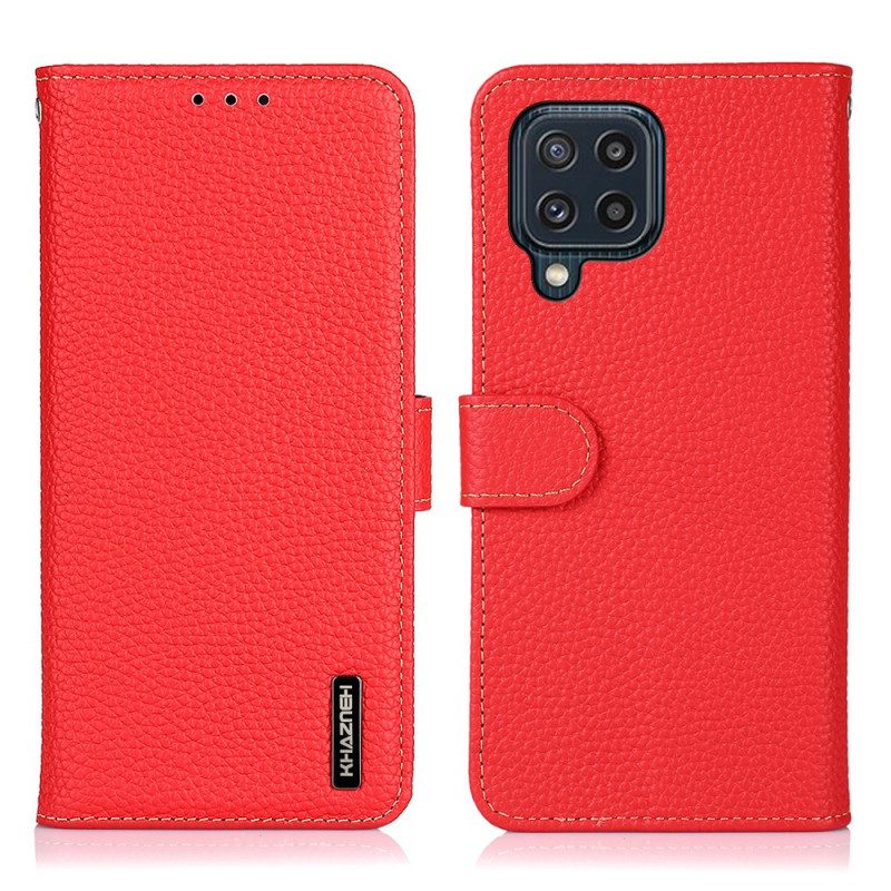 Folio-hoesje voor Samsung Galaxy M32 Echt Litchi-leer Khazneh Rfid