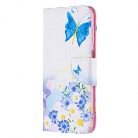 Folio-hoesje voor Samsung Galaxy M32 Geschilderde Vlinders En Bloemen