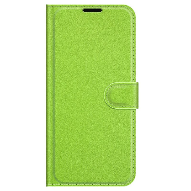 Folio-hoesje voor Samsung Galaxy M32 Klassiek Litchi-leereffect