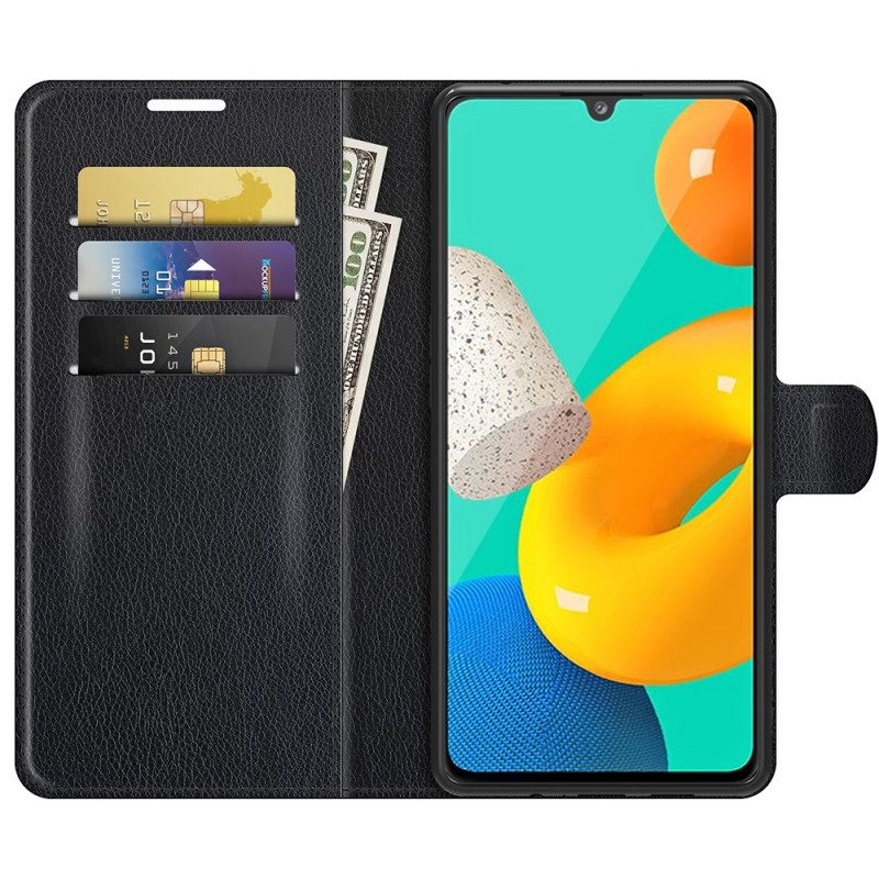 Folio-hoesje voor Samsung Galaxy M32 Klassiek Litchi-leereffect