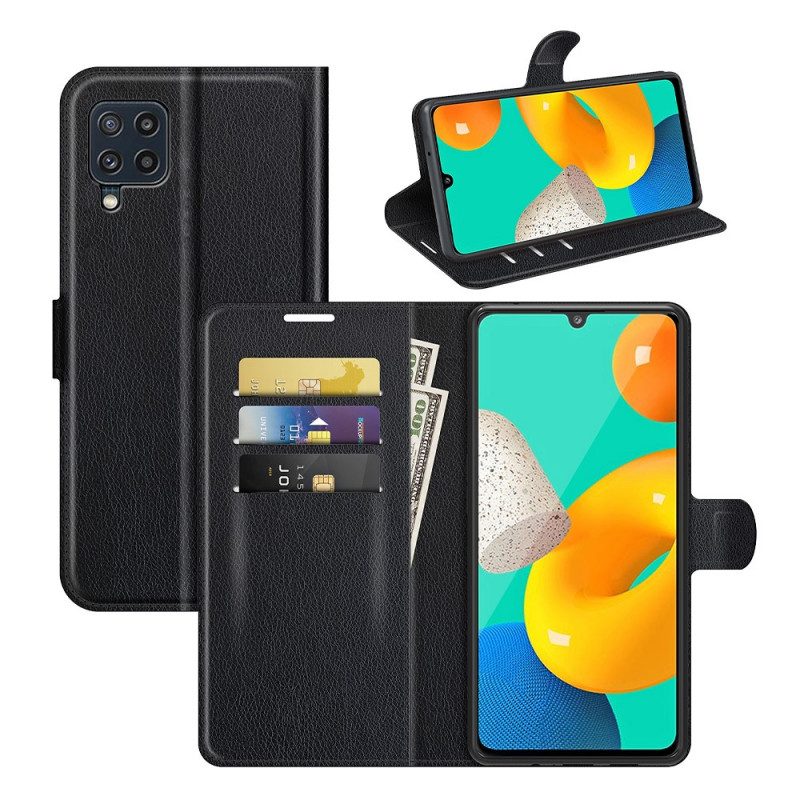 Folio-hoesje voor Samsung Galaxy M32 Klassiek Litchi-leereffect