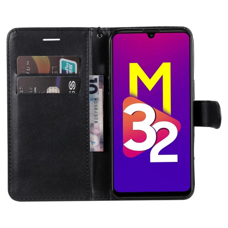 Folio-hoesje voor Samsung Galaxy M32 Met Ketting Effen Kleur Serie Strappy