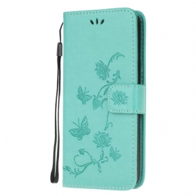 Folio-hoesje voor Samsung Galaxy M32 Met Ketting Riem Bloemen